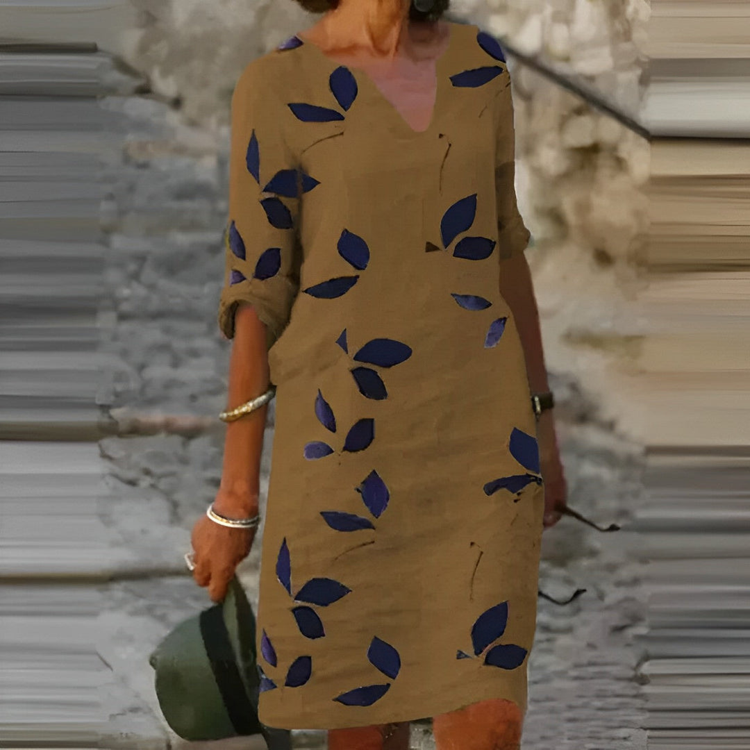 שמלת מיני וינטג' מחשוף V שרוול קצר לקיץ לנשים