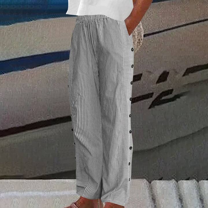 מכנסי פסים עם כפתורים לנשים