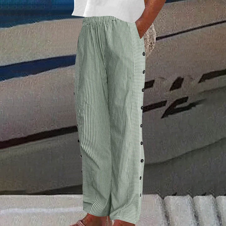 מכנסי פסים עם כפתורים לנשים