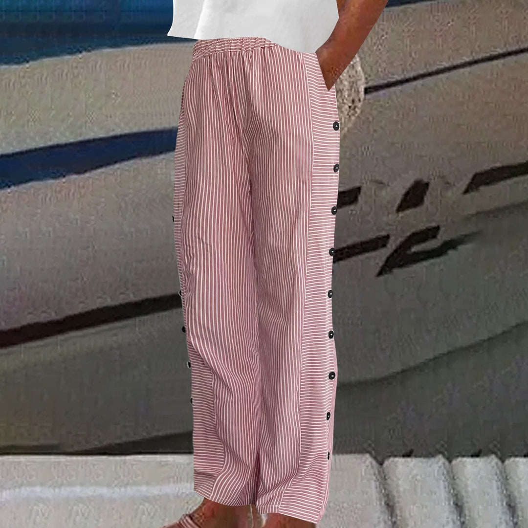 מכנסי פסים עם כפתורים לנשים