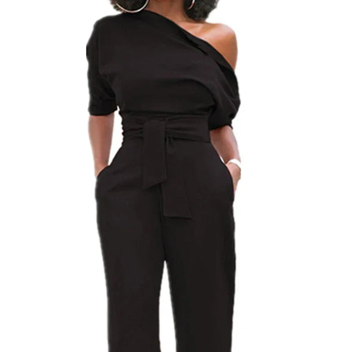אוברול ערבי כתף חשופה רגל רחבה לנשים