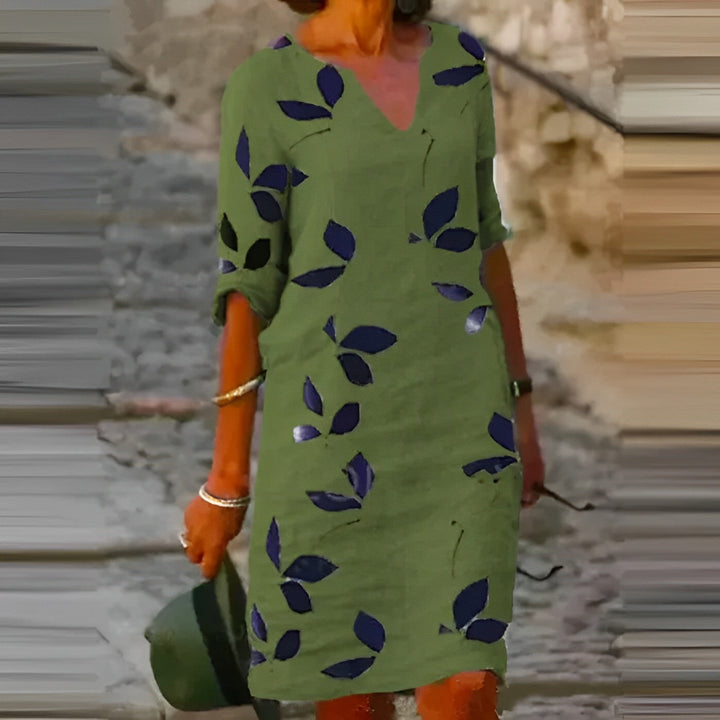שמלת מיני וינטג' מחשוף V שרוול קצר לקיץ לנשים